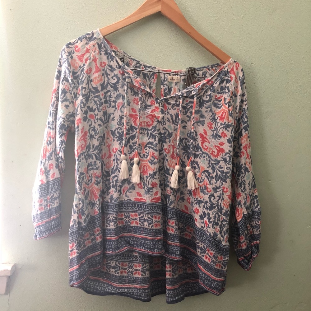 Hollister boho 3/4 sleeve top